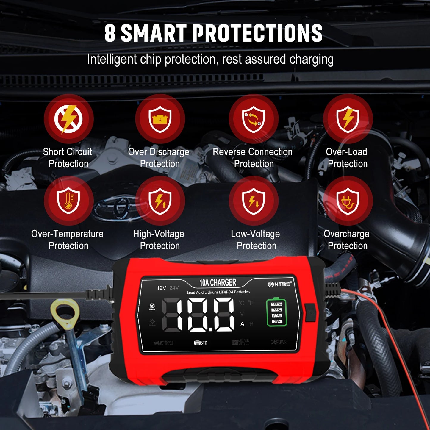 Lithium LiFePO4 10A 12V 24V Battery Charger