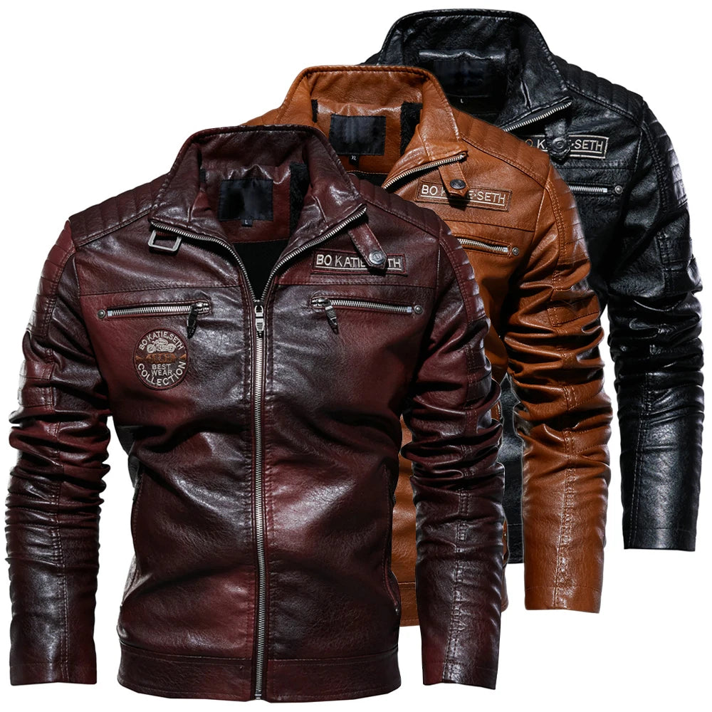 Men's Winter Fleece PU Leather Jacket