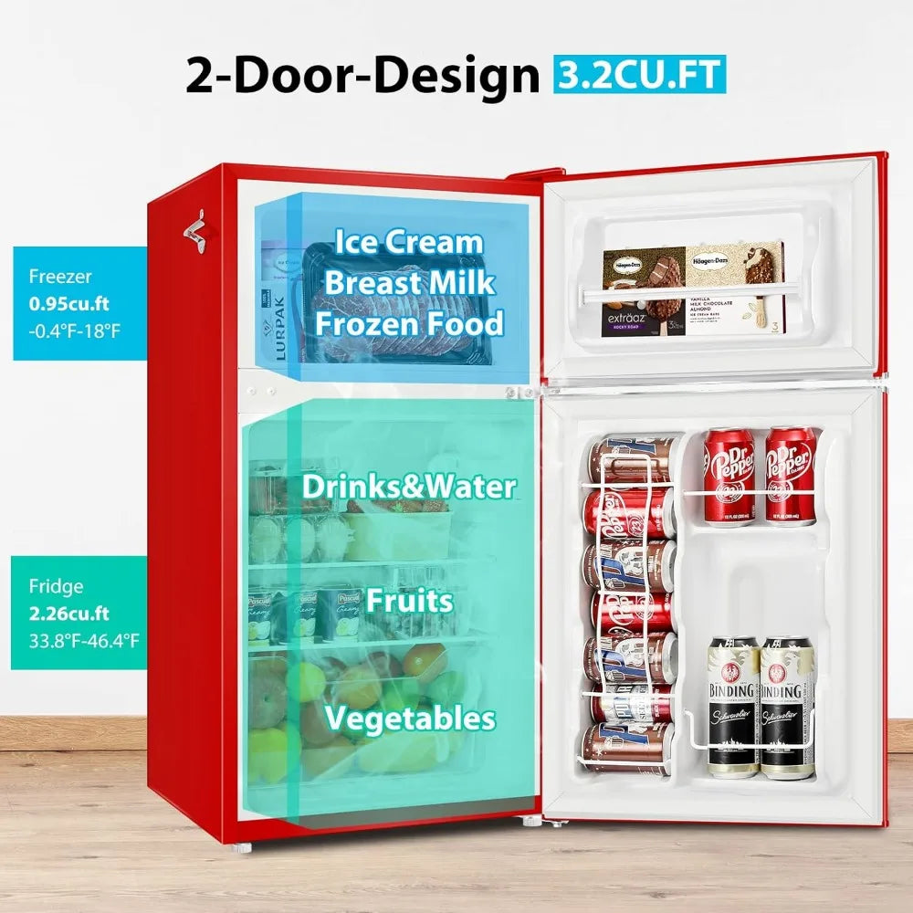 Compact 3.2 CU.FT Mini Fridge with Freezer