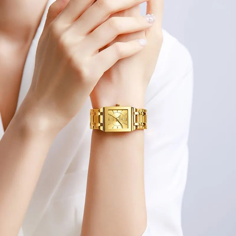 Female Luxury Golden Quartz Wristwatches