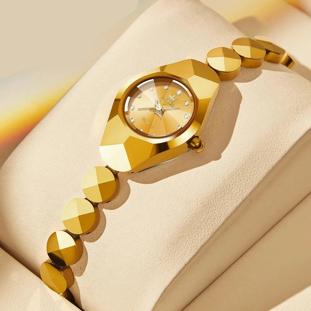 Women Rhombic Mirror Waterproof Wristwatch