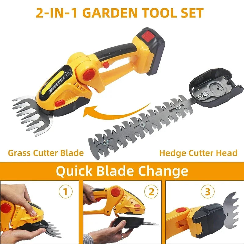 2 in 1 Cordless Electric Hedge Trimmer
