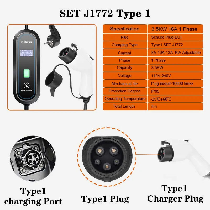 220V 3.5KW Level 2 Portable EV Charger