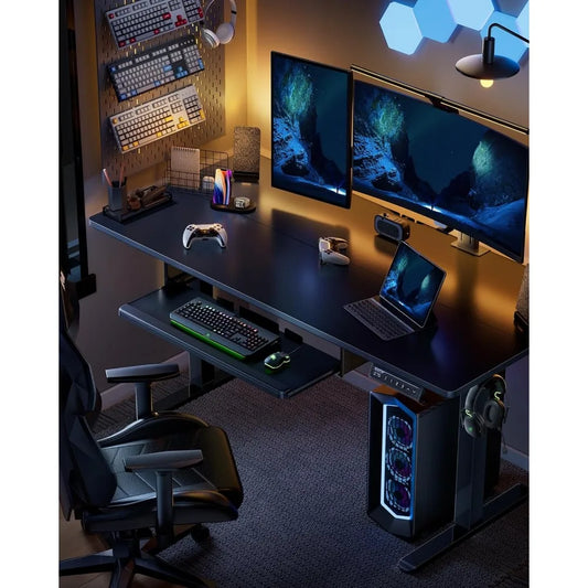 Electric Standing Desk with Full Size Keyboard Tray