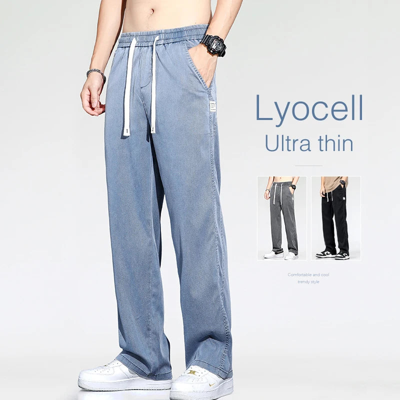Men Summer Thin Loose Wide-leg Jeans