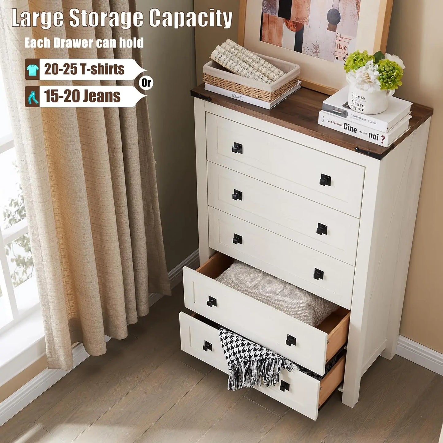 Rustic Farmhouse 5-Drawer Dresser