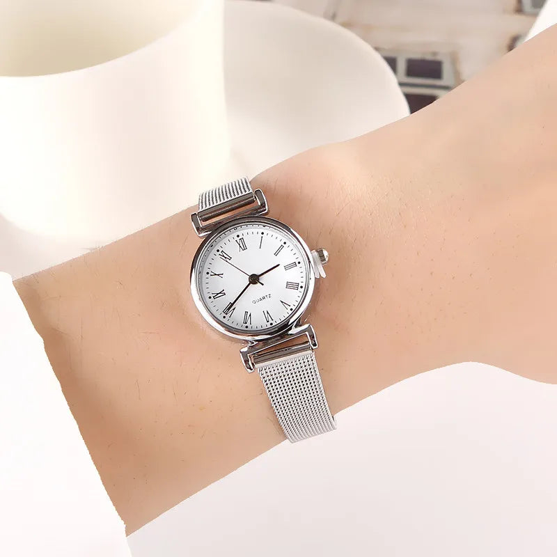 Female White Stainless Steel Band Watches