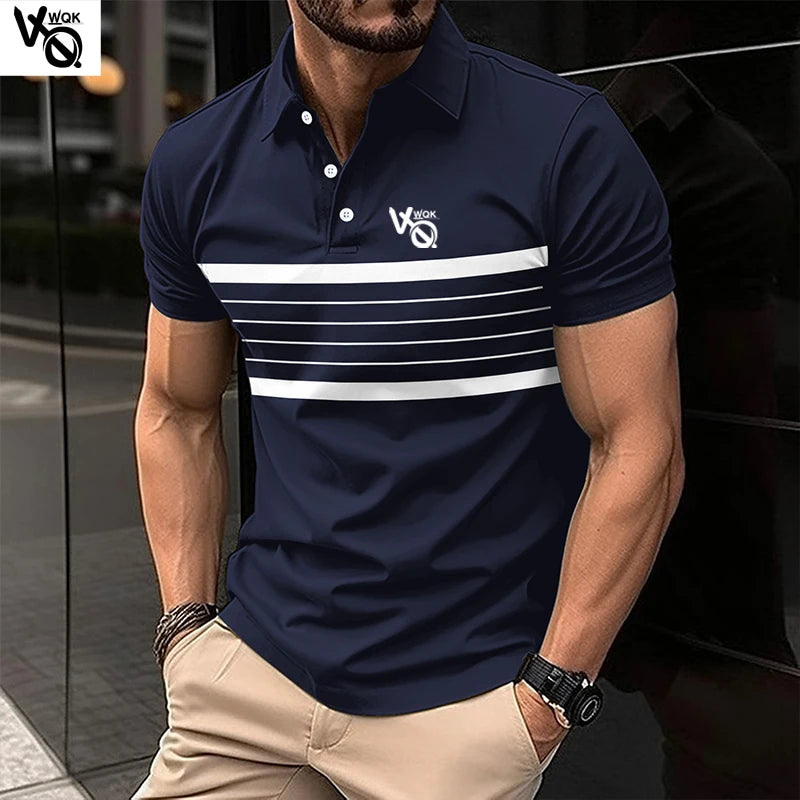 Summer Striped Polo Neck Short