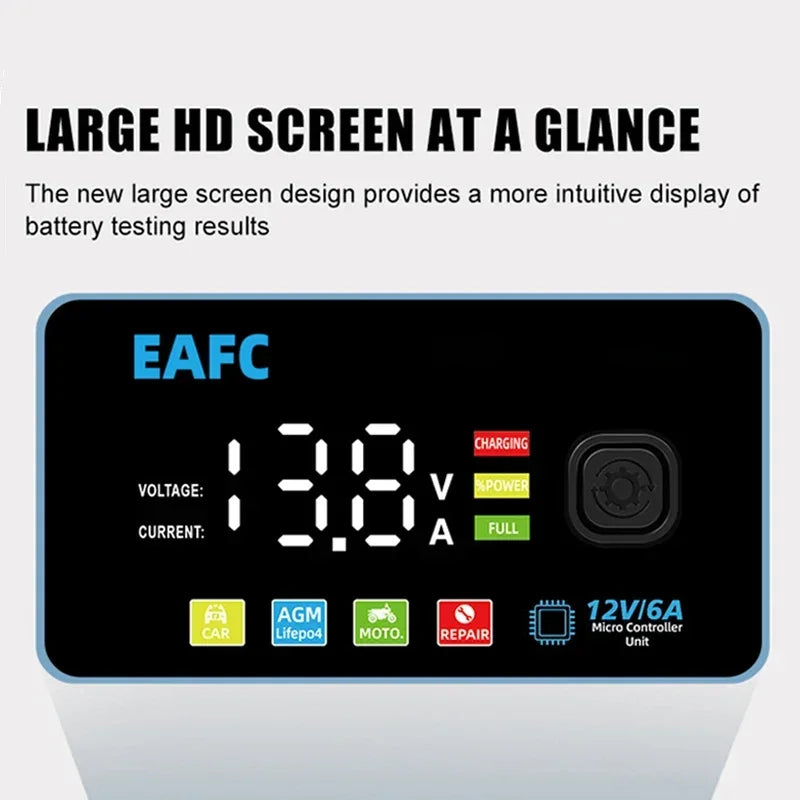 12V Car LCD Display Smart Fast Battery Charger