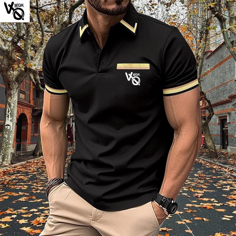 Summer Striped Polo Neck Short