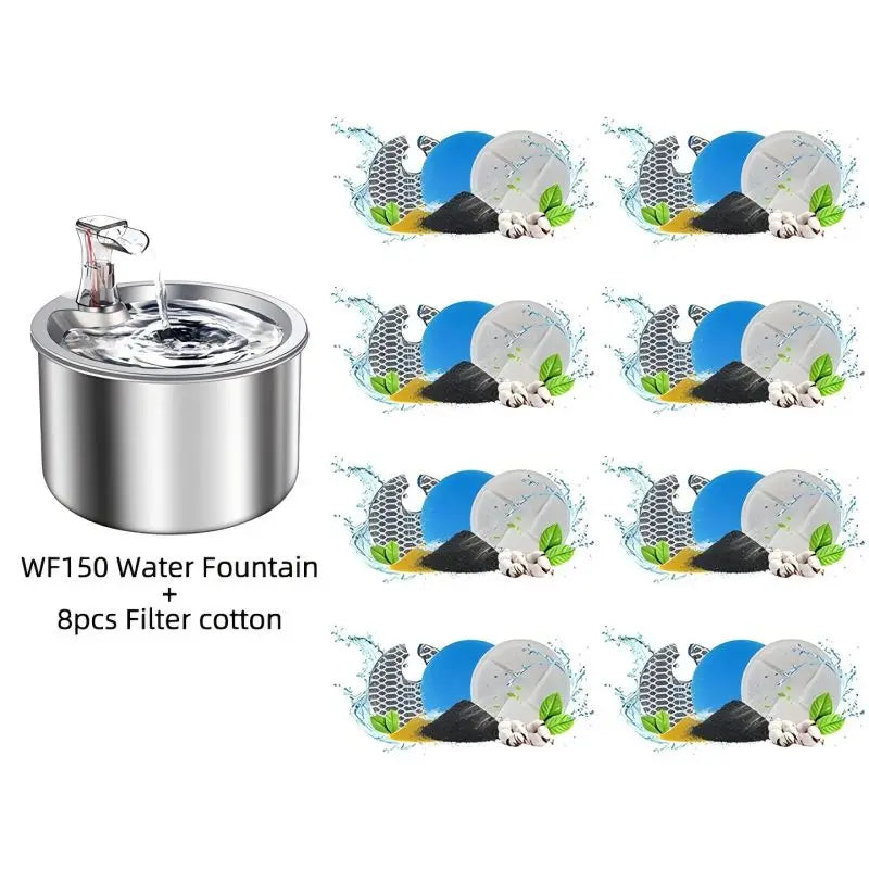 2L fully stainless steel cat water fountain