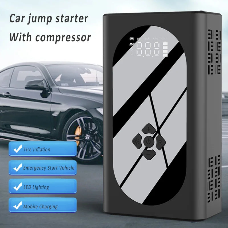 Portable 4 in 1 Car Jump Starter with Air Compressor
