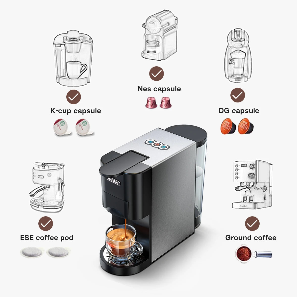 5in1 Multiple 19Bar Dolce Coffee Machine