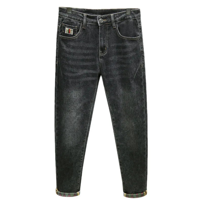 Men'S High-End Stretch Embroidery Stitching Jeans