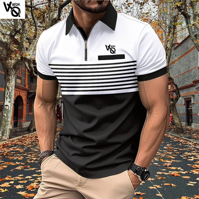 Summer Striped Polo Neck Short