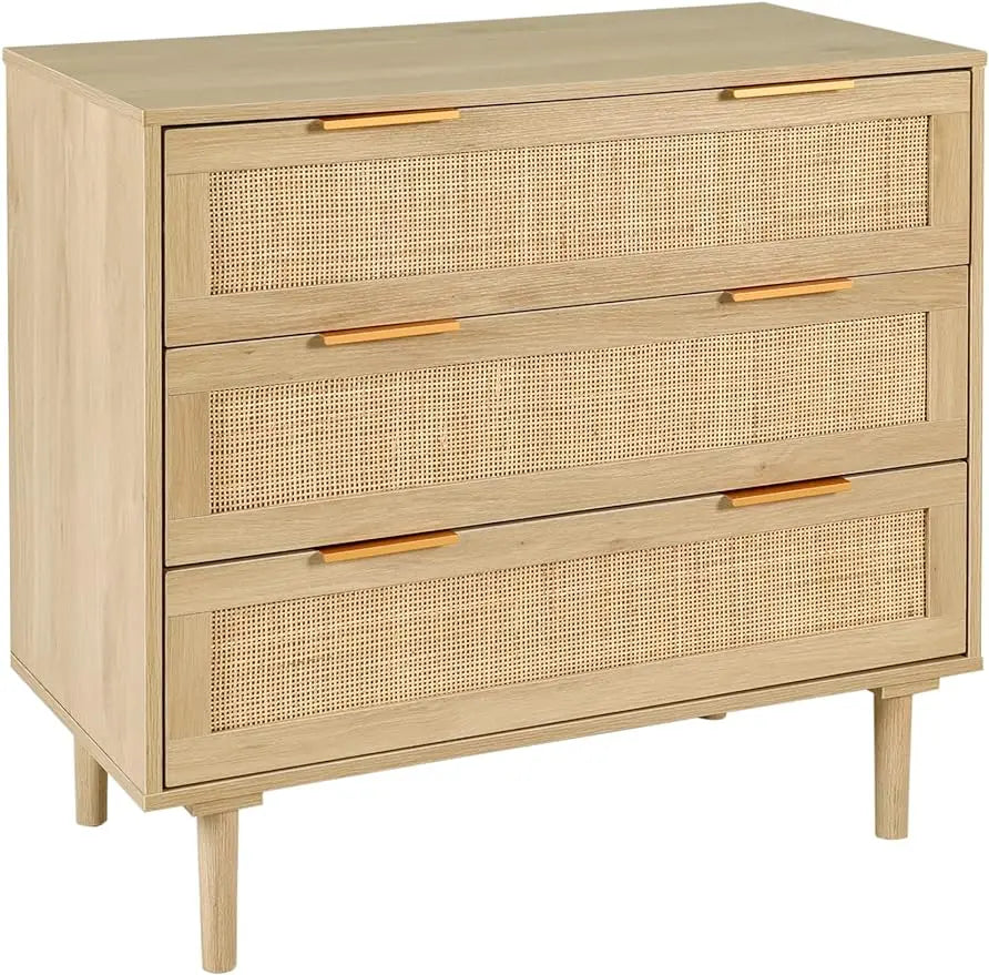 Rattan 3-Drawer Dresser