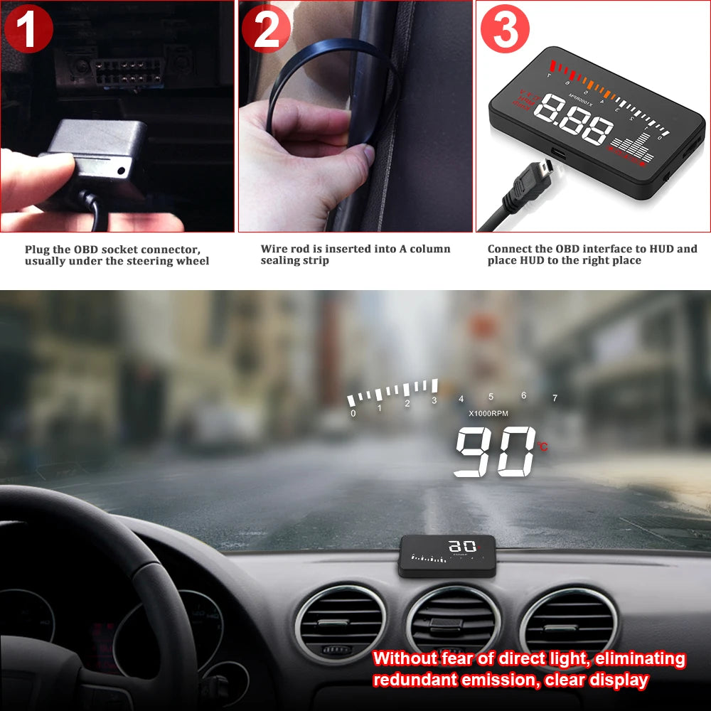 X5 OBD2 Head Up Display HUD Car Digital Speedometer