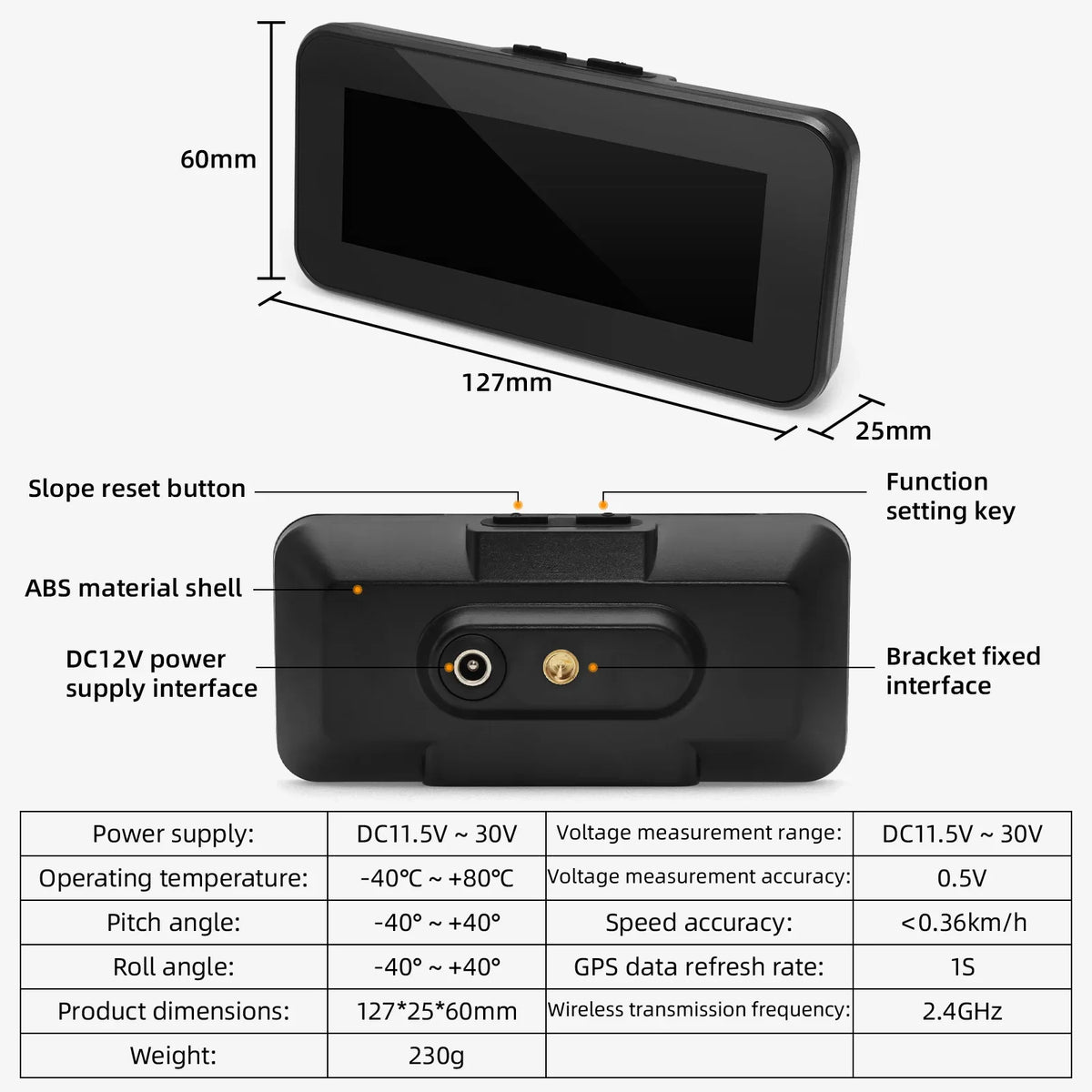 Car Compass Inclinometer GPS Speedomete
