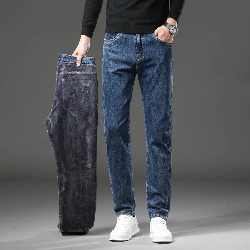 Men's Fleece Thick Warm Jeans