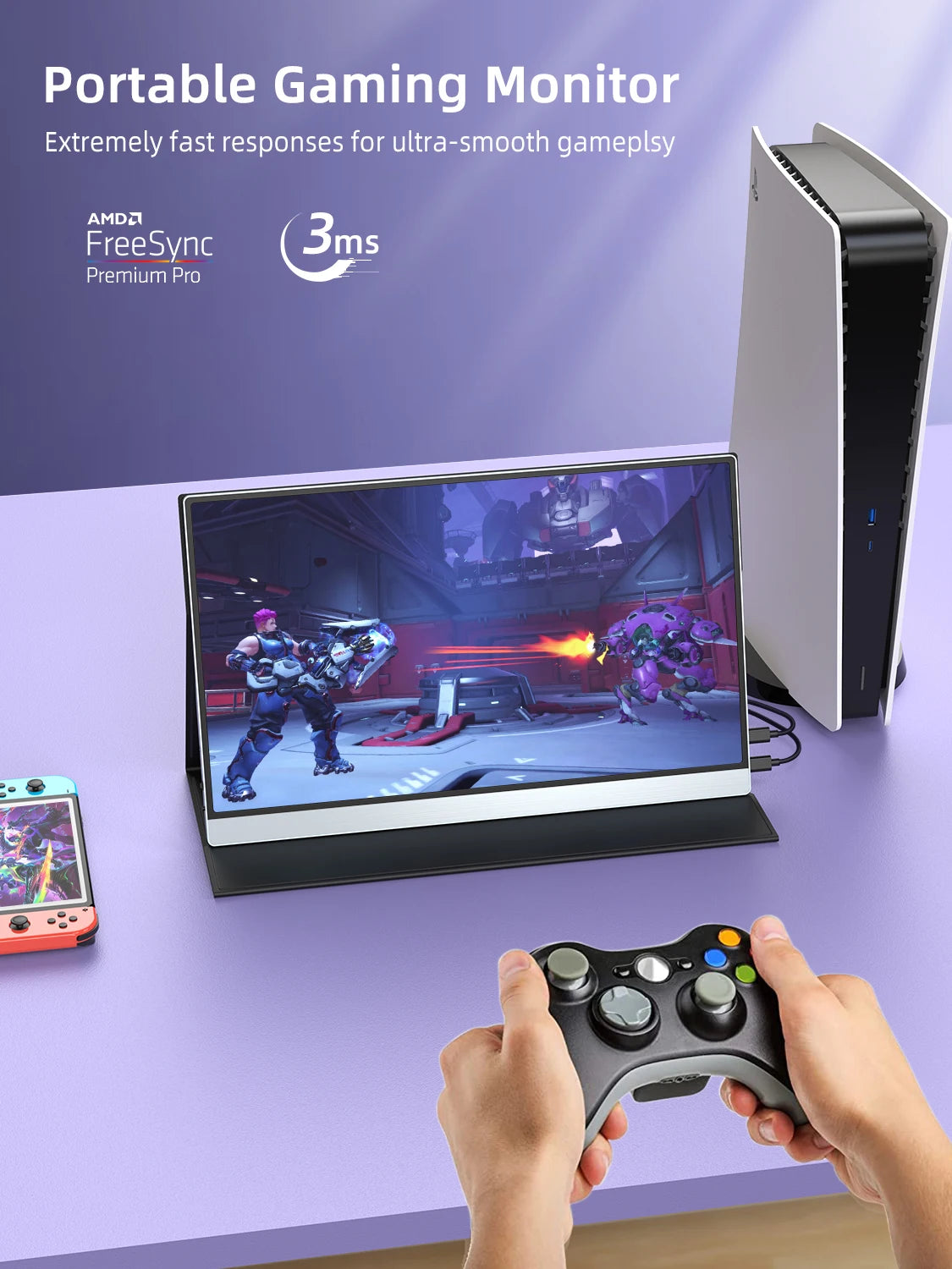 15.6 Inch 100% sRGB HDR IPS UHD 4K Portable Monitor