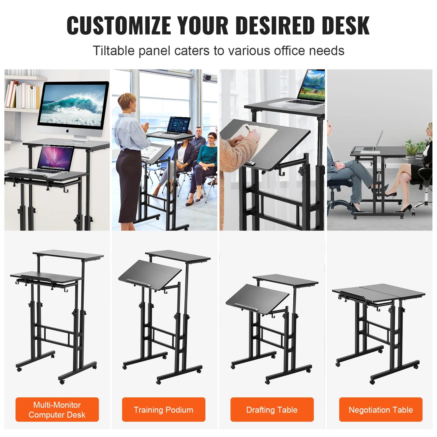 26.4"-44.9" Gas-Spring Height Adjustable Sit-Stand Desk