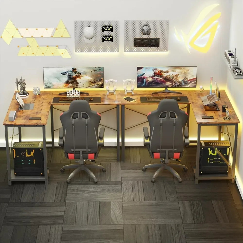 L Shaped Wood Corner Computer Desk