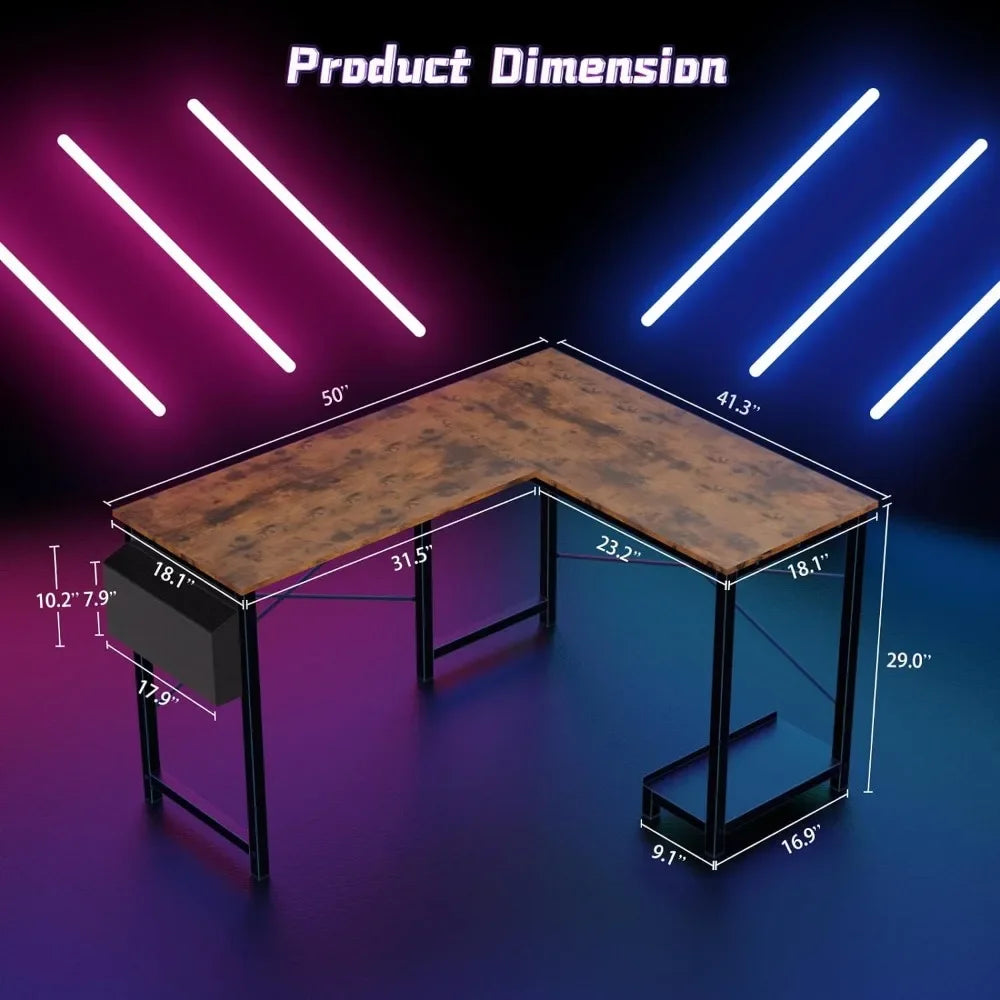 L Shaped Wood Corner Computer Desk