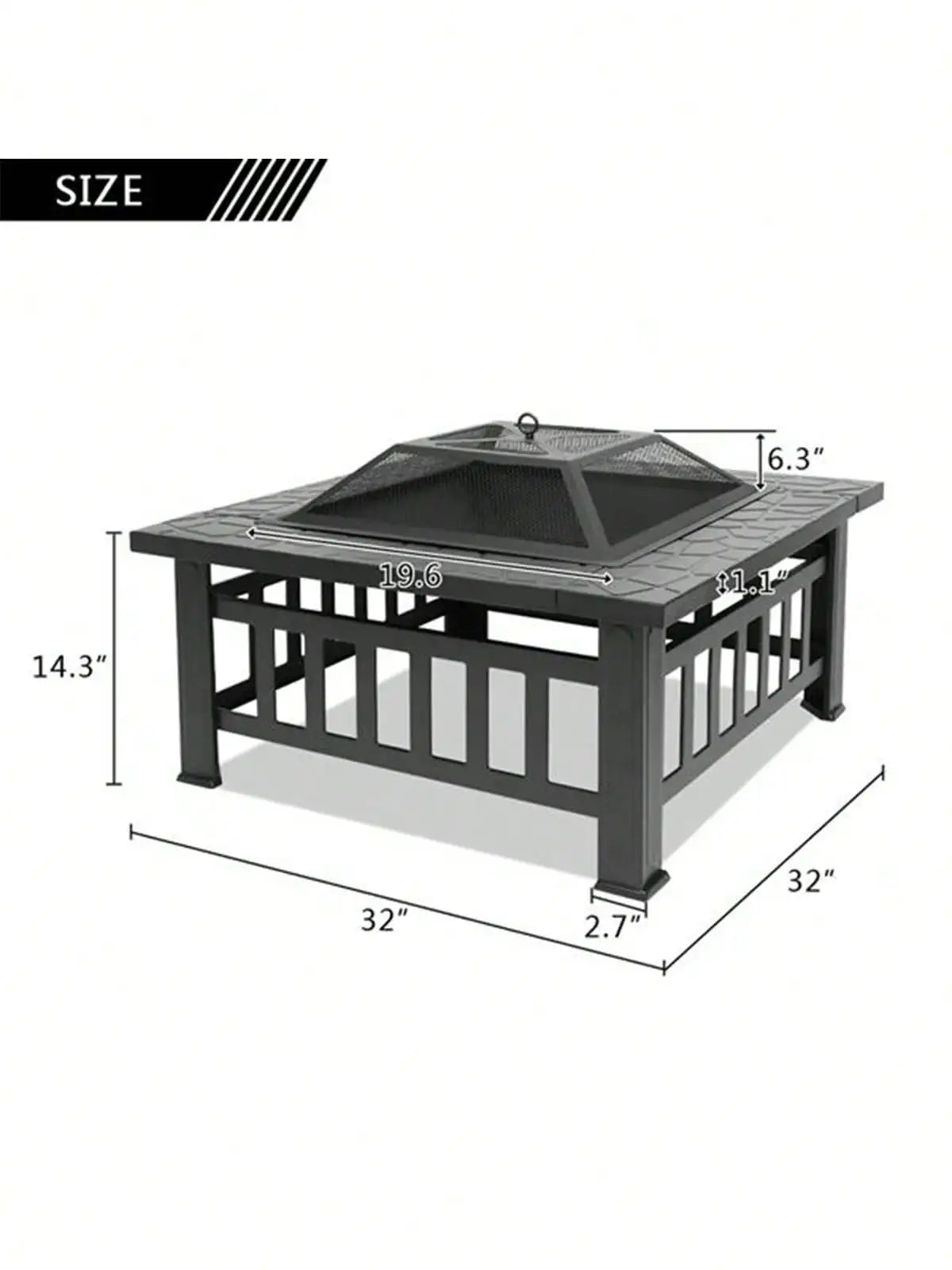 32-inch Portable Courtyard Metal Fire Bowl