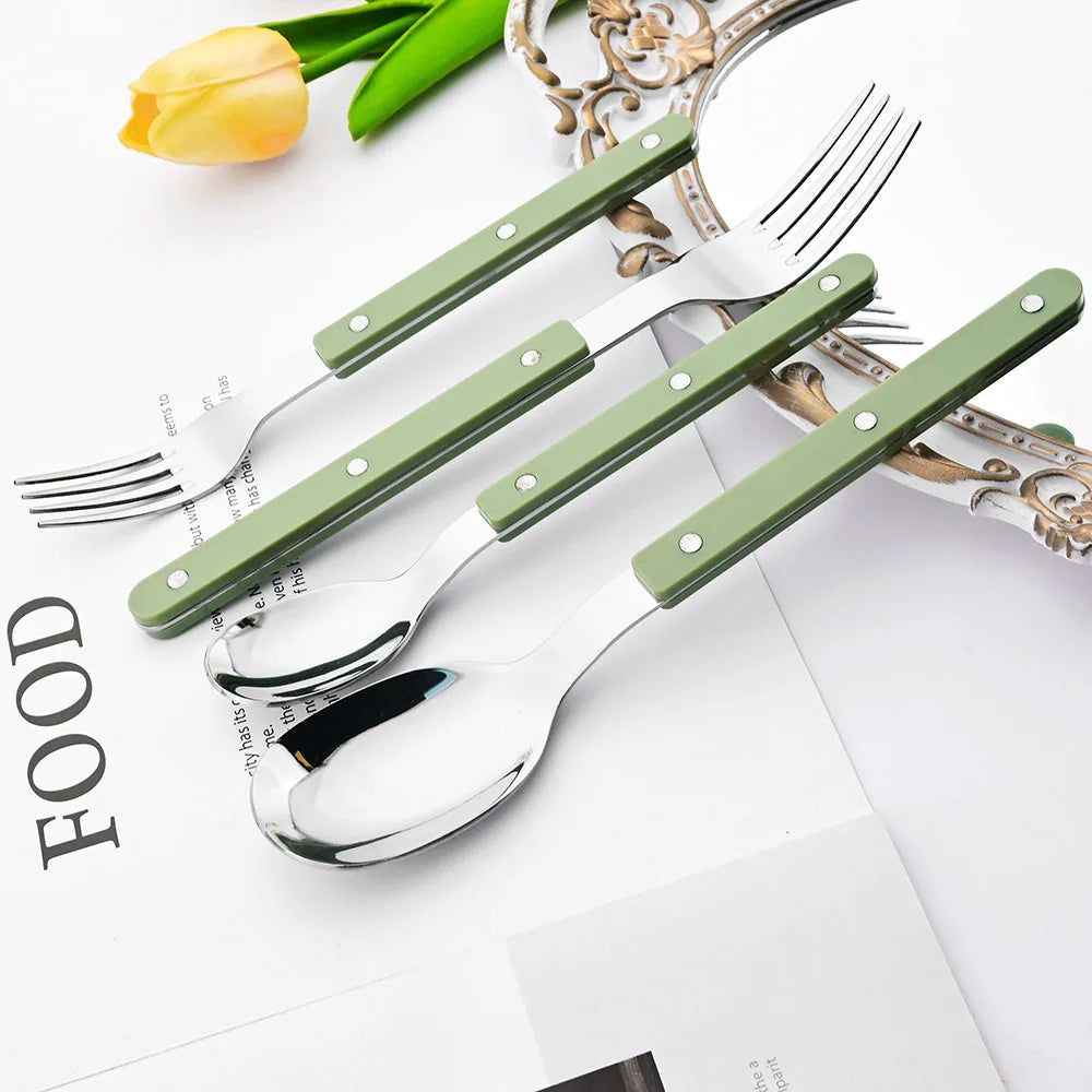 4/16Pcs Acrylic Handle Knife Fork Set