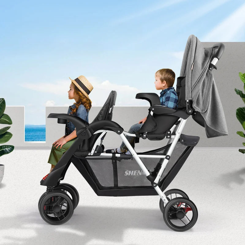 Luxury Double Folding Twin Baby Stroller