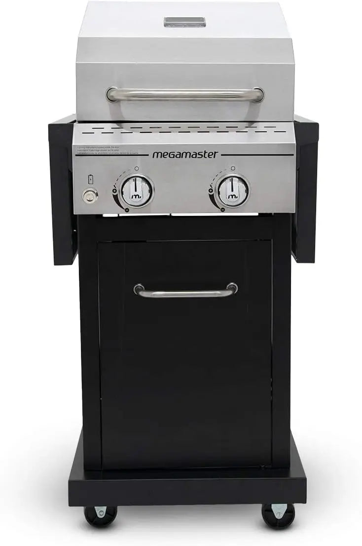2-Burner Propane Barbecue Gas Grill with Foldable Side Tables