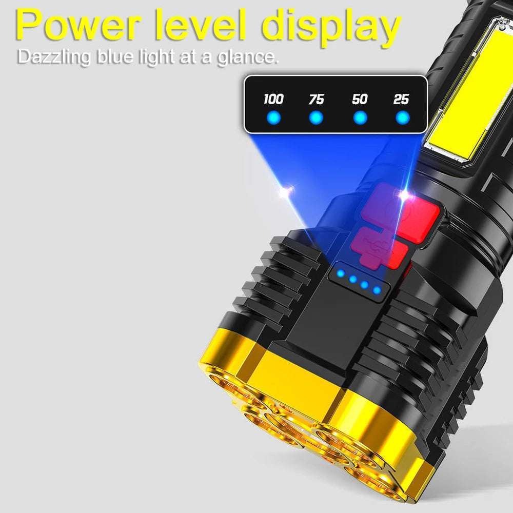 5 LED USB Rechargeable Flashlight with Sidelight