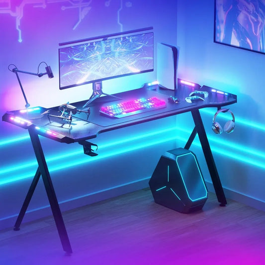 RGB Gaming Computer Desk with LED Lights