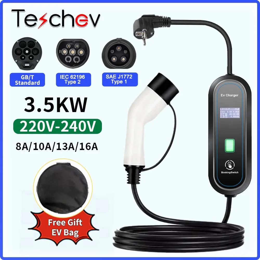 220V 3.5KW Level 2 Portable EV Charger