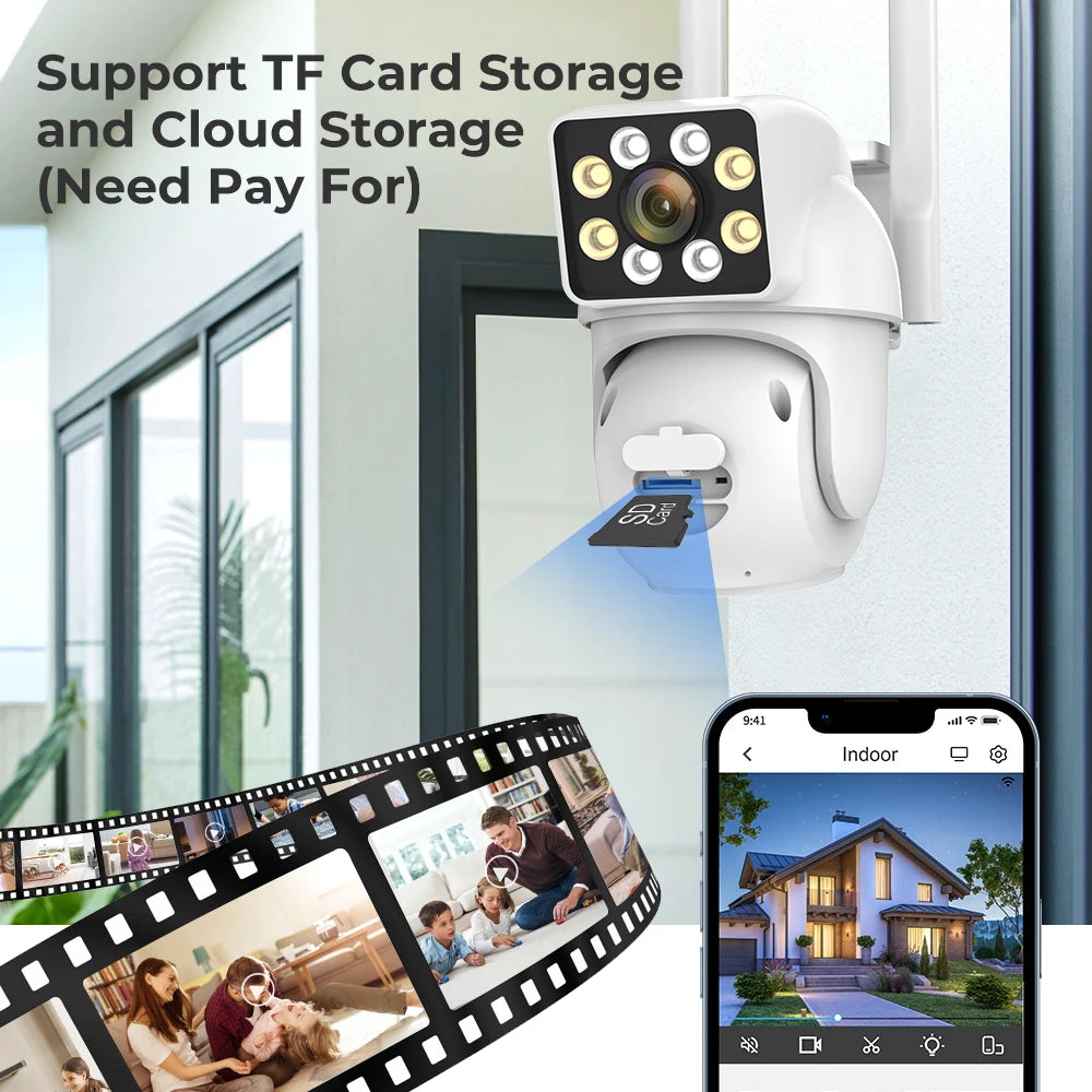 8MP HD PTZ WiFi 4K Dual Lens Screen Camera