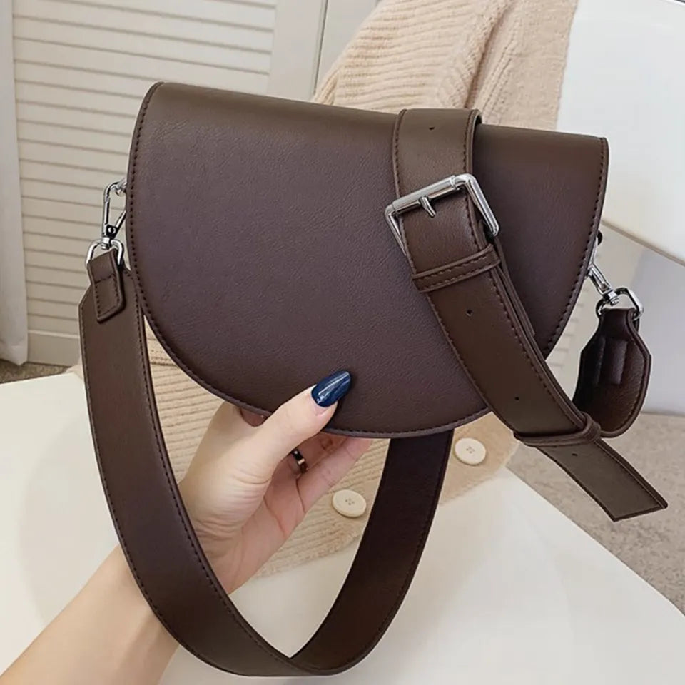 Retro Solid Color Saddle Women Handbags