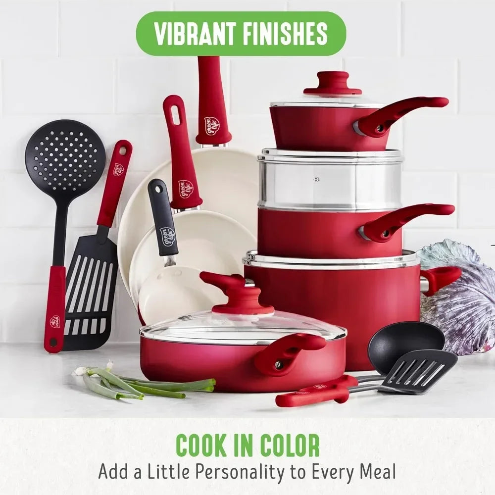 16 Piece Kitchen Pots and Frying Pans Set