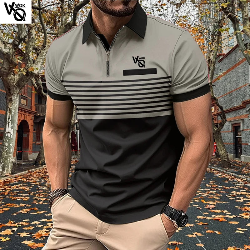 Summer Striped Polo Neck Short