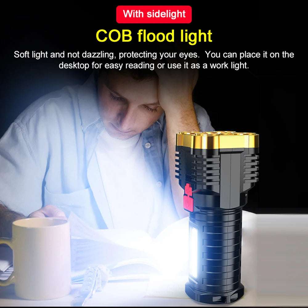5 LED USB Rechargeable Flashlight with Sidelight