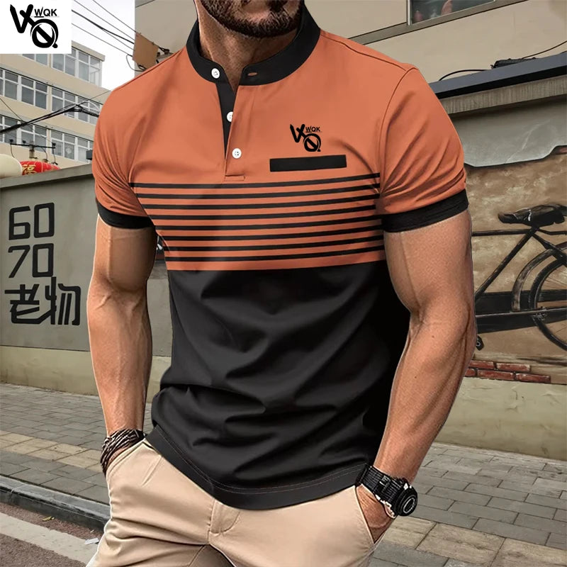 Summer Striped Polo Neck Short
