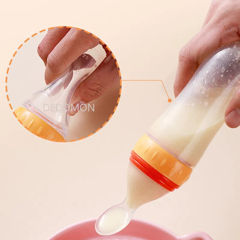 Baby Squeezing Feeding Bottle Spoon