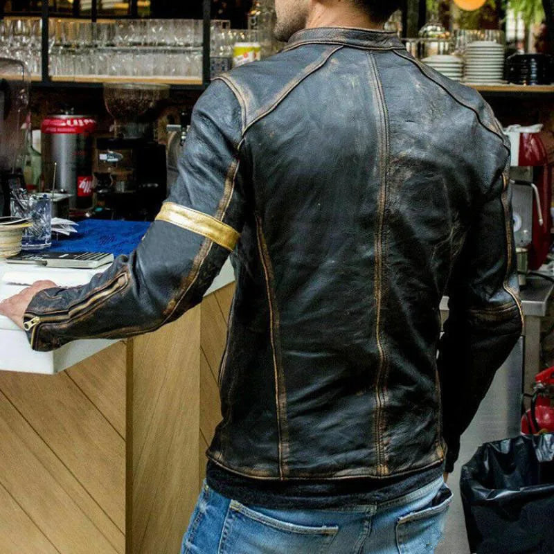 Men's Retro Leather Motorcycle Jacket