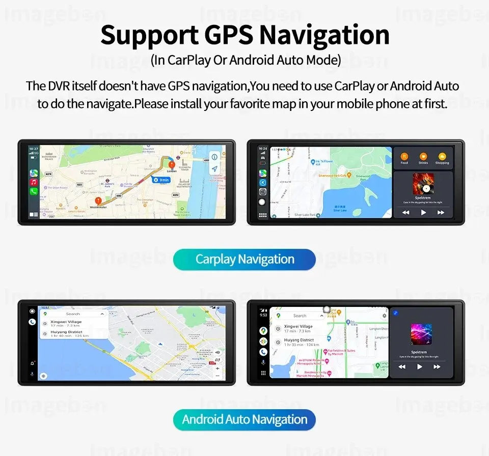 Universal 10.26" Dash Cam Wireless GPS Navigator