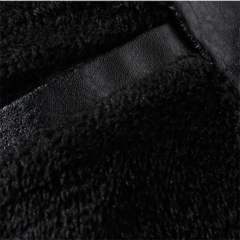 Men's Fleece Leather Biker Jacket