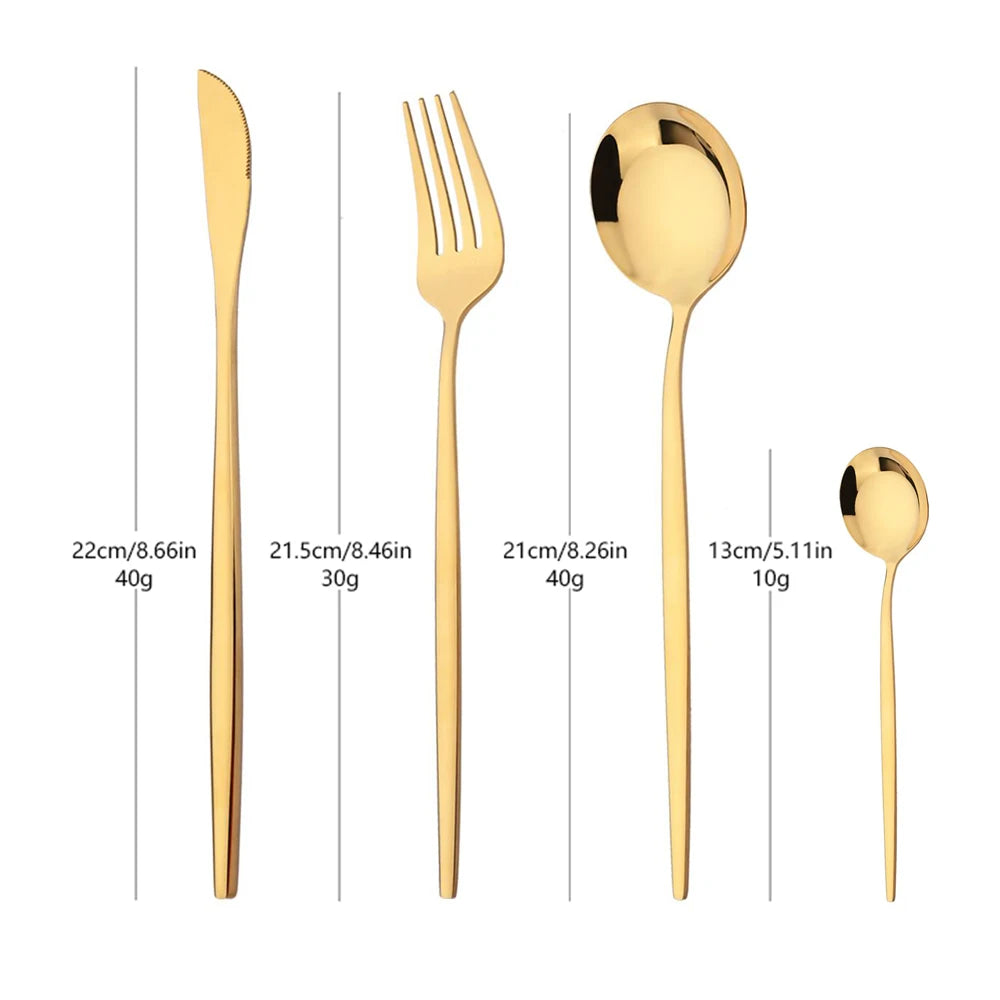 16Pcs Green Gold Dinnerware Silverware Set