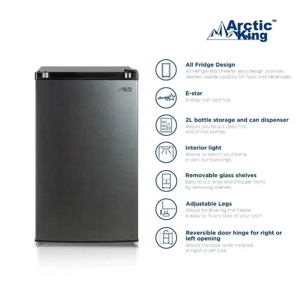 Mini Fridge, Black Stainless Steel Look