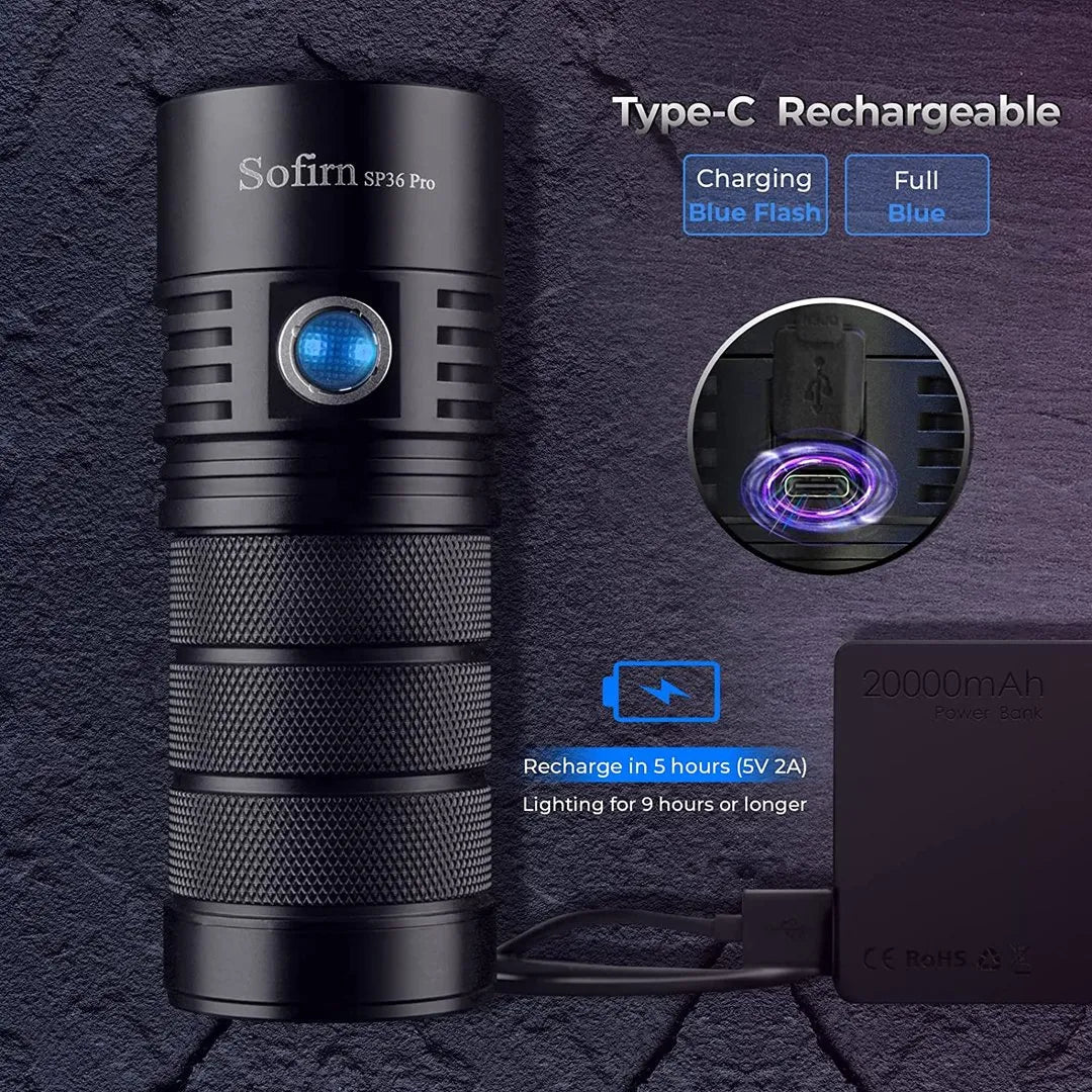 SP36 Pro 8000lm Powerful LED Flashlight