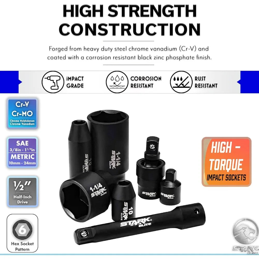 1/2" Drive Master Impact Socket Set