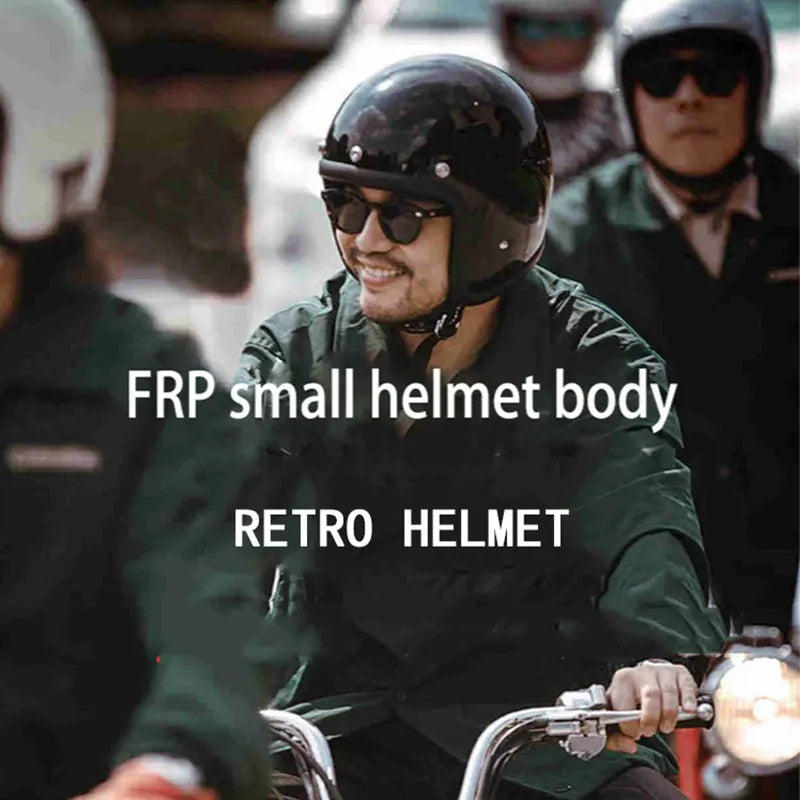 Vintage Fiberglass Open Face Motorcycle Helmet