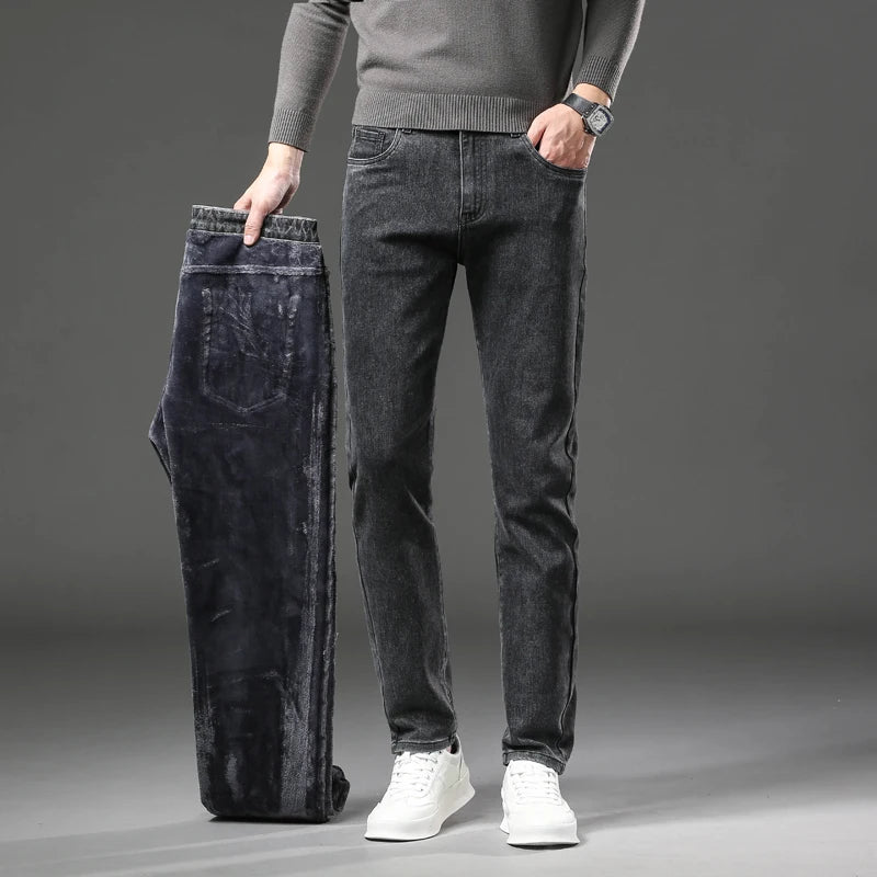 Men's Fleece Thick Warm Jeans
